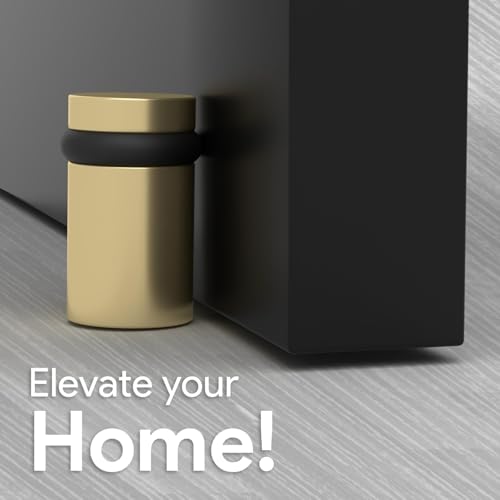 Mega Handles Floor Door Stopper Satin Brass (3-Pack) - Wall Protector