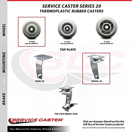4 INCH THERMOPLASTIC Rubber Wheel Swivel Caster Set with Roller Bearings SCC
