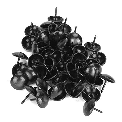 Pins Thumbtack,100 Pieces of Black Jewelry Box Sofa Drum Nail Decoration Nail Black Push pin Interior Decoration Nail Pneumatic Push Nail Gun Pneumatic Nail Usual and Practical Fasteners(Size:25x22mm)