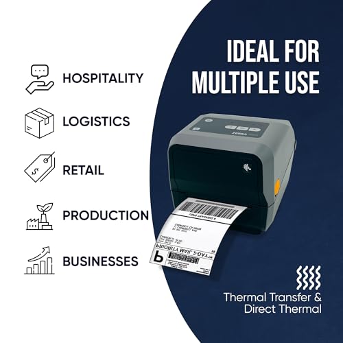 ZEBRA ZD620t 300 dpi Thermal Transfer Desktop Printer - Ethernet, Bluetooth, Serial, USB Connectivity - 6 IPS, Print Width 4 in, ZD620 Barcode Label Printer - ZD62043-T01F00EZ YKGAV