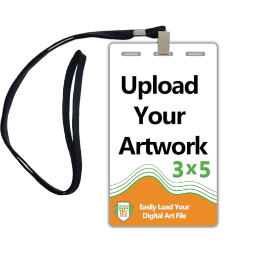 Bulk 50 Pack - Custom Badges with Lanyards 3X5 - Upload Your Art - DIY Custom Badge for VIP Passes & Special Events - Large Size Vertical Special Event, Conference, Backstage Pass by Specialist ID