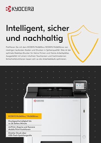 KYOCERA Ecosys Pa2600Cwx Colour 1200 X 1200 Dpi A4 Wi-Fi, W129022905 (X 1200 Dpi A4 Wi-Fi)