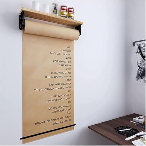 ZOCWJK Wall Mounted Butcher Paper Holder Roller, Kraft Paper Roll Holder Wall Mounted Memo Board with Shelf Multiple Sizes,40cm/15.7in Wide