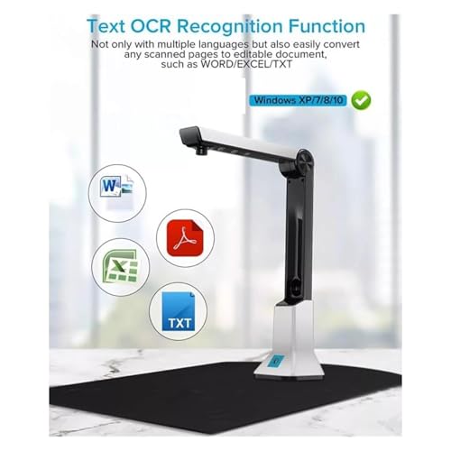 Document Camera, 8 Megapixel Portable Document Scanner, Capture Size A4 Camera, for Recognition, Compatible with Mac OS for Live Demo, Distance