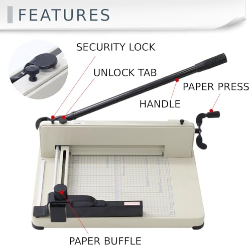 Japard A4 Heavy Duty Guillotine Paper Cutter, 12-Inch, Up to 500 Sheets