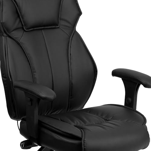 Flash Furniture LeatherSoft Swivel Ergonomic Office Chair with Arms, Black