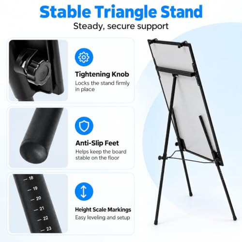 Magnetic Easel Whiteboard 36" x 24", Adjustable Tripod Stand