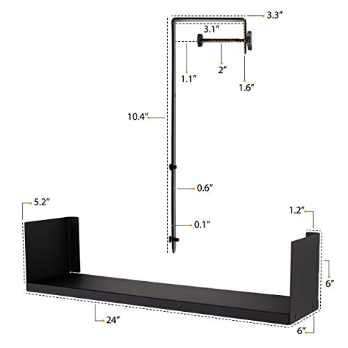 Wallniture Libro Cubicle Shelf 24" Cube Storage Organizer Bookshelf with Cubicle Hooks, Home Office Desk Organizer (Black)