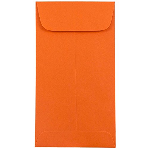 JAM PAPER #7 Coin Business Colored Envelopes - 3 1/2 x 6 1/2 - Orange Recycled - Bulk 1000/Carton