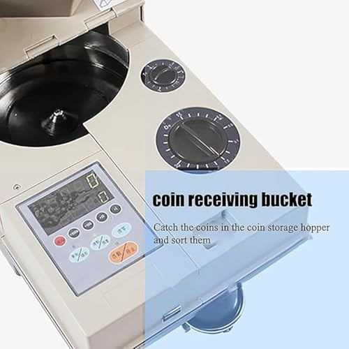 Xoiasth Electronic Coin Counter with Control Panel, Coin Sorting Machine Maquina para Contar Monedas, Money Counting Machine,1500 Coins/Minute Counting Speed, 2000 Coins Hopper Capacity