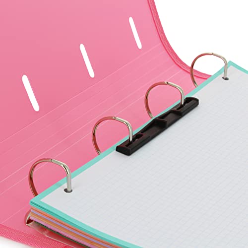 Grafoplás 88101853. 4 Die-Cut Ring Binder with Refill, A4, Light Pink, Semi-Rigid Polypropylene, Includes Dividers, Carpebook Like