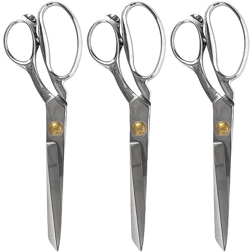 JubileeYarn Professional Stainless Steel Tailer Fabric Scissors - 10" Silver - 3 Pairs