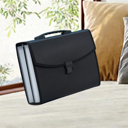 LOUYENOUS Expanding File Folder File Organizer Portable Reusable Storage Folder Paperwork Folder Wallet Document Organizer for Office, Black(Black)