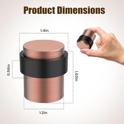 RINJUN 10 Pack ​Antique Copper Door Stoppers for Floor Mounting， Door Stopper Heavy Duty，304 Stainless Steel Cylindrical Made with Rubber Bumper，Floor Mount Door Holder Keep Door Open