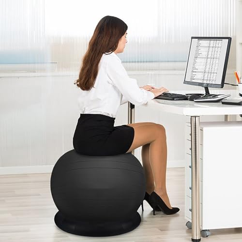 FANCYFAIL Exercise Ball Chair for Office Desk, Anti-Burst Yoga Ball Chair with Ring Base, Ergonomic Stability Seat for Core Strength/Posture Improvement(65 cm (25 5/8"))