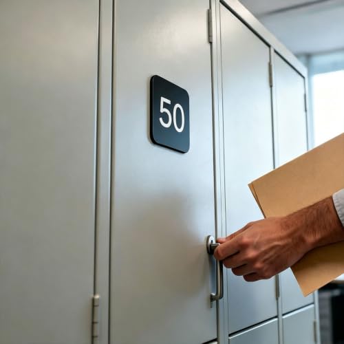 1-30 1-80 1-300 Self-Adhesive Backing Locker Numbered Plates Black