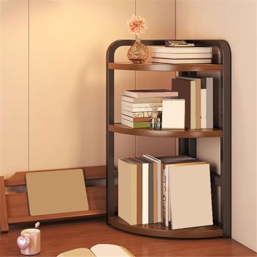 Office Bookshelf Industrial Style Corner Steel Fram Fan-Shaped Artificial Board Bookshelf Storage Rack