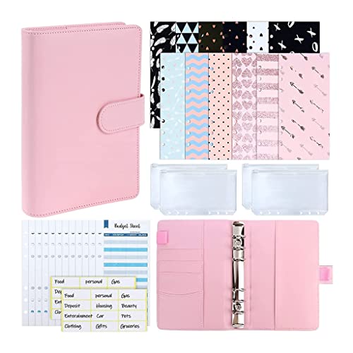 GGGUOJINN PU Leather Budget Binder Cash Envelope System with 12PCS Money Envelopes and Expense Sheets, 4 Pockets (Color : A, Size : 7.5 x 5.5 inch) (C 7.5 x 5.5 inch)