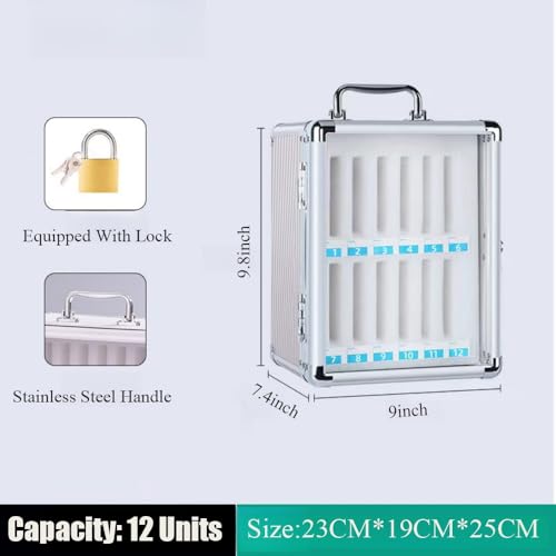 Wcxixo Aluminum Alloy Cell Phones Lock Box Cell Phone Storage Cabinet with Safety Lock Wall Cellphone Locker for Classroom Cell Classroom Pocket Chart for Teachers Cell Phone Storage Box with Handle