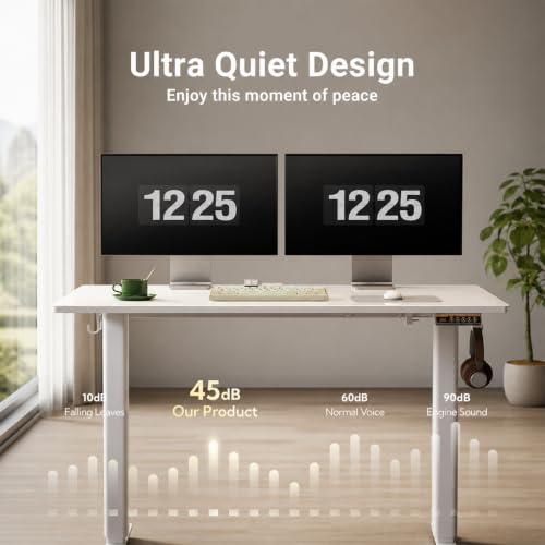 Claiks Glass Standing Desk 48x24 Inch Super White