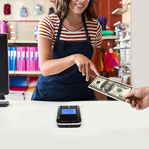 Portable Counterfeit Bill Detector for Usd EUR, Rechargeable Money Checker Machine with UV/Mg/Ir, LED Display & Total Value, Compact Banknote Tester for Store Office Home
