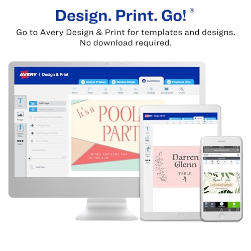 Avery Clean Edge Printable Business Cards with Sure Feed Technology, 2" x 3.5", White, 1,000 Blank Cards for Inkjet Printers (08870)