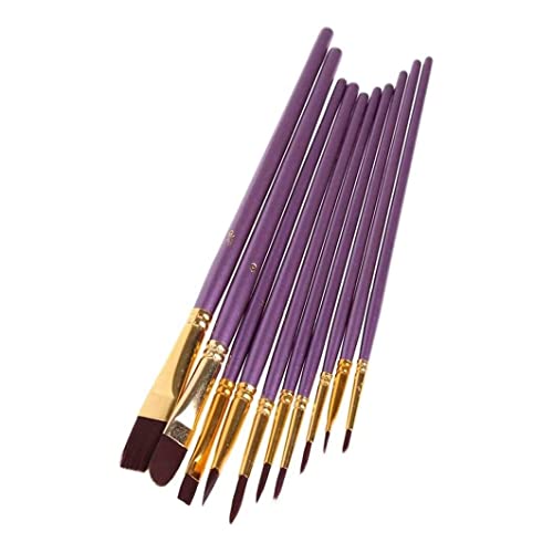 Feilx 10Pcs/Set Nylon Artist Paint Brush Professional Watercolor Acrylic Wooden Handle Painting Brushes Art Supplies Paintbrush Sets