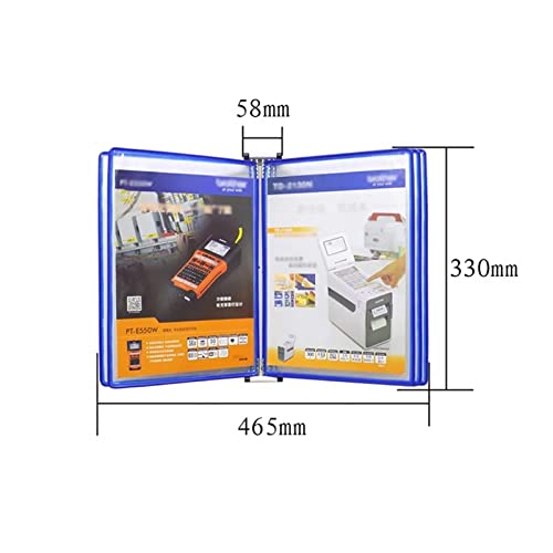 UMJIGF Catalog Display Rack, with 5 Display Pockets Wall Mount Reference System, 10 Sheet Capacity Universal Pockets, Wall Display Folder Binder,Blue