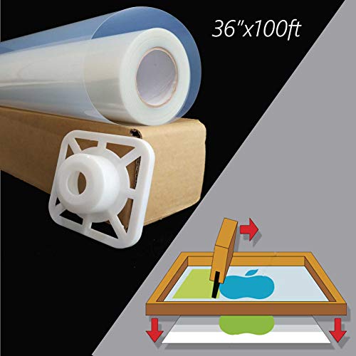 36"x100' 1 Roll Screen Printing Film Waterproof Inkjet Transparent Film for Water-based Pigment and Dye Printers