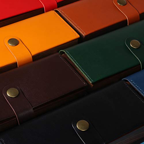 HANATORA A-Curio Tanned Leather & Walnut Pen Case, Wood, Red