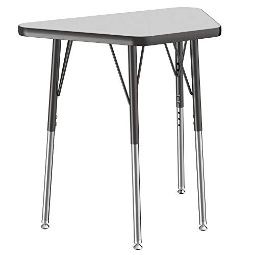 FDP 18" x 30" Trapezoid Table with Swivel Glide Legs - Gray/Black