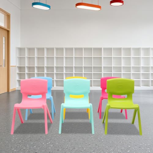DXNZGPVK 6PCS Colorful Stackable Chairs, 220LBS Plastic Stack Chair, 20.8In Contoured Stacking Chairs w/6 Vibrant Colors & Hollowed-Out Design for Home Classroom & Multi-Purpose Spaces