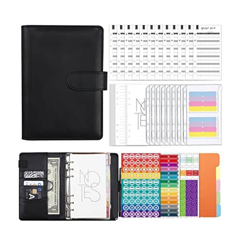 Pu Leather Budget Binder Financial Planner with 8 Cash Envelopes 12 Pcs Sheets Diary Agenda School Stationery