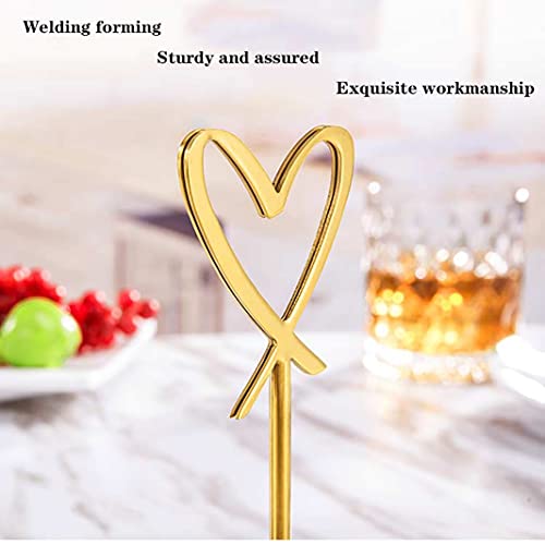 10Pcs Memo Holder,Table Numbers Holders for Weddings,Heart-Shaped Stainless Steel Photo Clip Holder Stand,Silver Various Sizes 3/6/9/12 Inches/9 Inches (12 Inches)