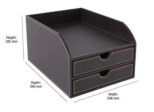 OSCO Faux Leather 2 Tier Sorter with Letter Tray - Brown