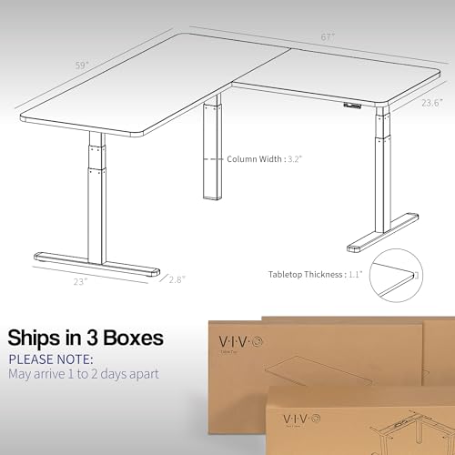 VIVO Reclaimed Wood 67 x 60 in Corner Standing Desk, DESK-KIT-3E6WP