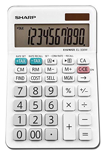 Sharp EL-330WB Standard Function Basic Desktop Calculator, Large Display, for Home and Office, Dual Power, Solar and Battery 5 Pack5