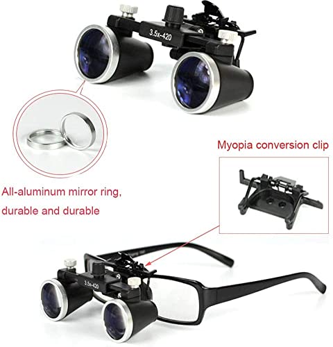EUQKKWLOY Magnifying Glass Magnifying Glasses Magnifier,3.5X 420Mm Dental Surgery Magnifying Glass,Binocular Loupe,Handsfree Headband Magnifier,with Headlights,with Handy Carry Case,for