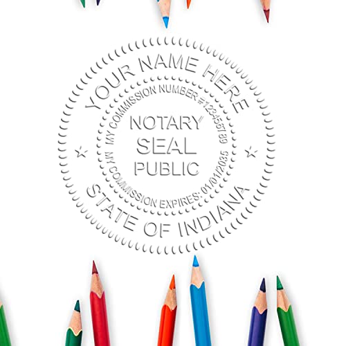 Heavy Duty Indiana Notary Embossing Seal, Long Reach Desk 1-5/8 in Stamp