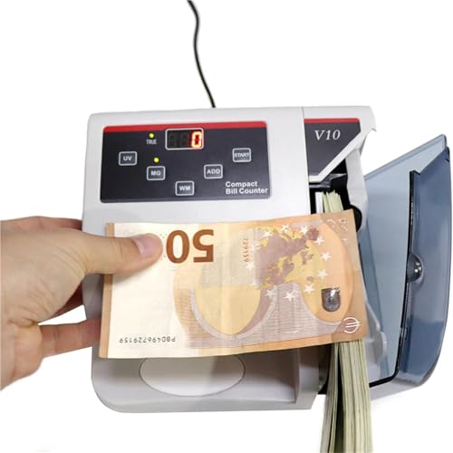 Qiokoith Portable Mini Money Counter – Universal Banknote Counting and Counterfeit Detection Machine (Magnetic, and Watermark Detection)