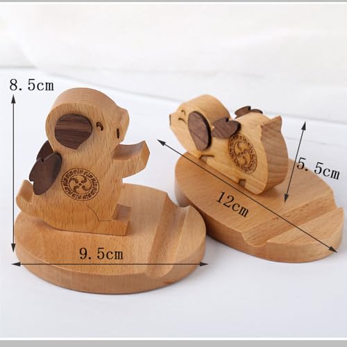 zhongheng Pig 12 Zodiac Table Phone Stand Creative Cartoon Cute Wooden Lazy Phone Stand Base Solid Wood Festival Gift Table Decoration Phone Accessories Phone Stand