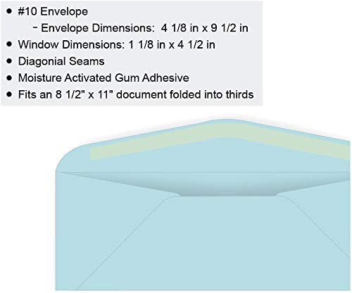 Limited Papers (TM) Regular Mailing And Business Envelopes, Left Hand Window, No. 10 (4.8 x 9.5 Inch), Gummed seal, 24 Pound, Variety of Colors And Quantities. (Blue, 2500)