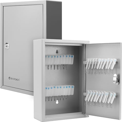 Barska Key Lock 40-Keys Cabinet Lock Box with Numbered Hooks and White Tags for Home & Business Key Organizer - Key Organizer wall Mount - Key Lock Box wall Mount - Key Cabinet- Key Storage Organizer