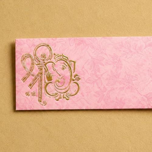 LoveNspire Money Envelopes (7 x 3 Inch) Decorative Ganesha Pattern Shagun Lifafa for Indian Wedding, Birthday | Cash Gift Holder & Home Savings Organizer Pack of 50