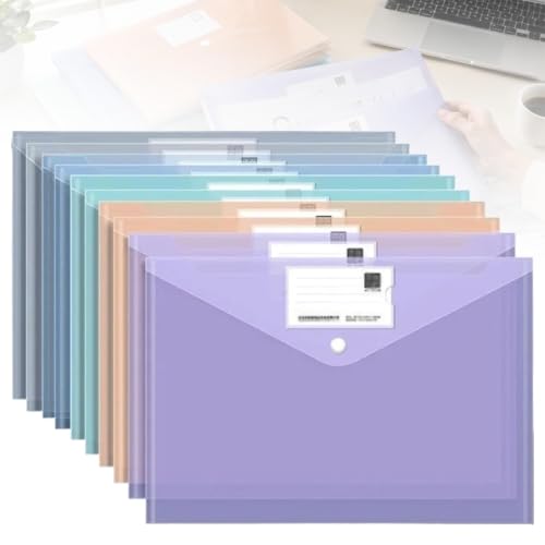 10/20/50/100 Pack Colored A4 File Folders with Label Slots, Snap Closure,100PCS