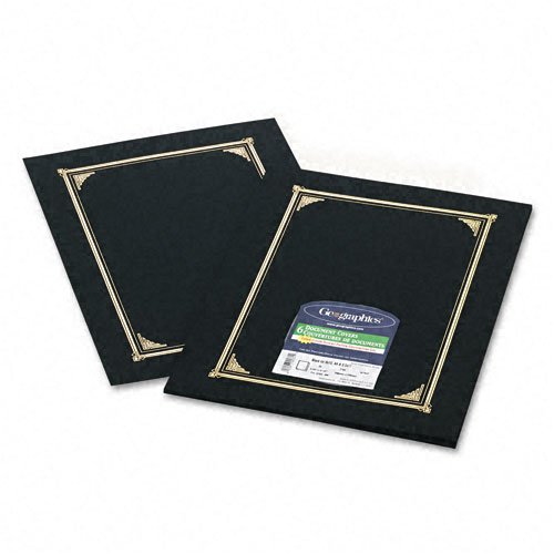 : Certificate/Document Cover, Linen Stock, 12 1/2 x 9 3/4, Black, Six per Pack -:- Sold as 2 Packs of - 6 - / - Total of 12 Each