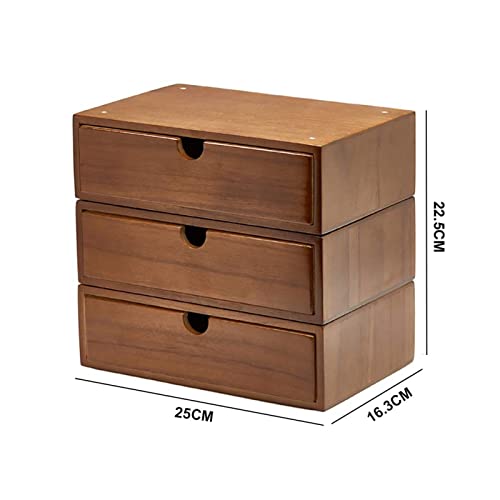 EliteBloom Flat File Cabinet - 3/5 Layer Wood Desktop Organizer Storage Box with Drawers, Office Supplies A4/Receipt File Organizer, for Monitor Stand/Printer Platform,B-3 Layer