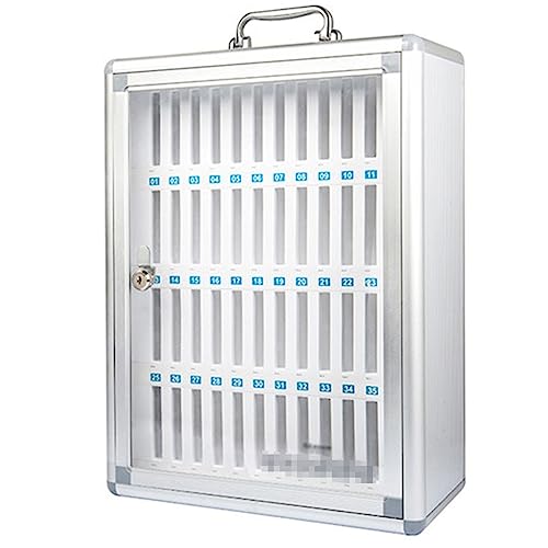 Cell Phones Storage Cabinet 24/36/48/60 Slots Aluminum Alloy Cell Phones Holder Storage Box Pocket Chart Storage Locker Box - Lockable Transparent Storage Box - For School, Office ( Size : 48 )