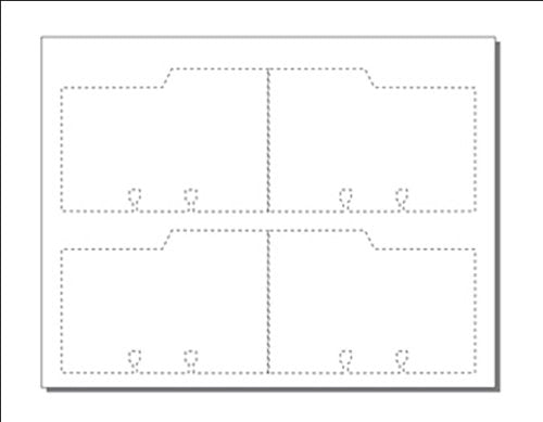 Print-Ready 4-UP Large Rotary File Cards (3" x 5") w Right and Left Tabs, on 8-1/2" x 11" White 65lb Astrobright Cover Paper - 250 Sheets