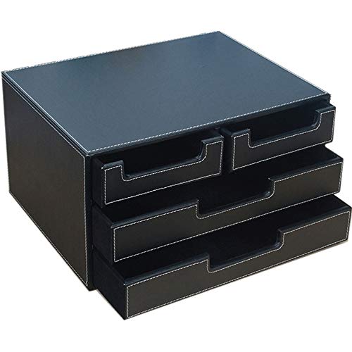 AFPSDLFJDLS File Manager- Leather File Cabinet/Storage Box, Drawer Wooden Structure Desk Filing Cabinet Organizer